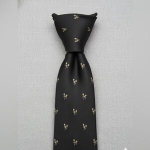 G.S Harvale &Co. Elegant Black and Gold Torch Emblem Men's Tie.